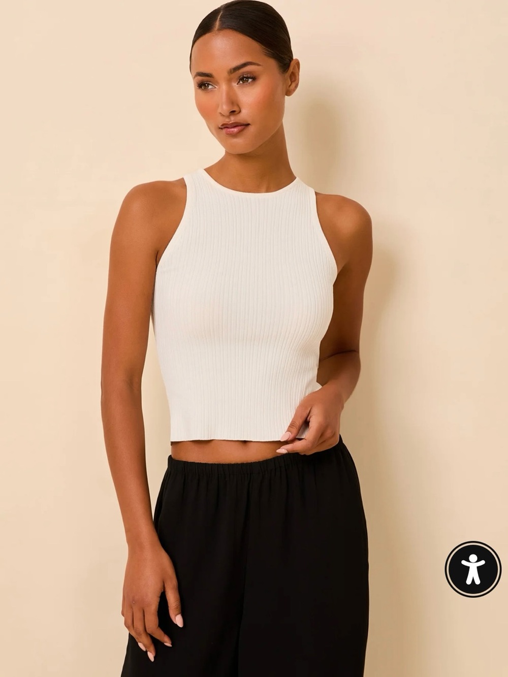 SOLID & STRIPED Ribbed Cropped Tank Top - White